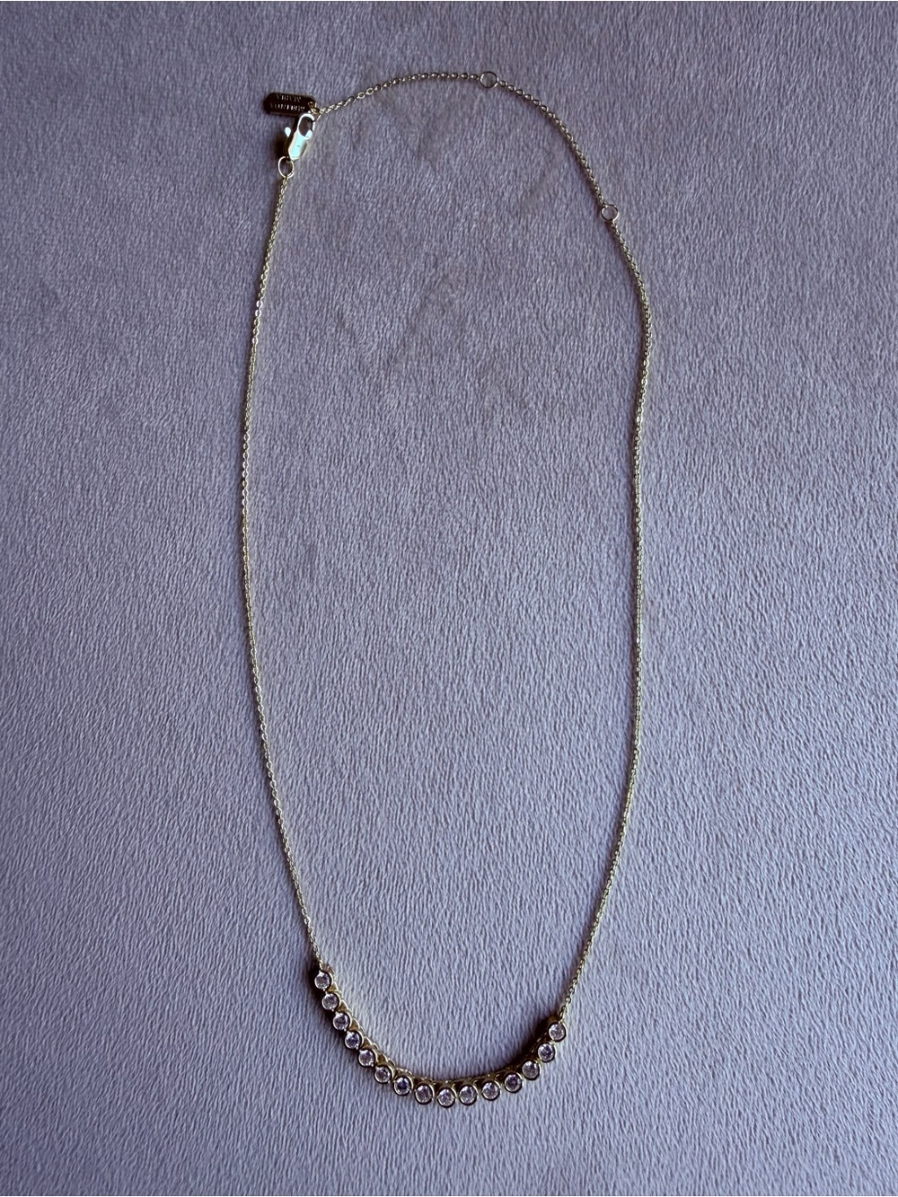 Melinda Maria Gold Bezel Tennis Necklace Crystal Adjustable Dainty - Picture 3 of 10